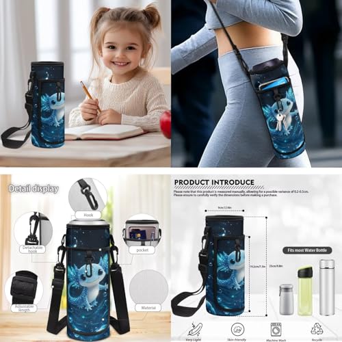 CLOHOMIN Blue Axoltol School Backpack for Kids with Lunchbox 6th Grade High School Bag and Lunch Bag and Water Bottle Holder for Girls Boys 12-14 Large Capacity Children Bookbag Set of 3 - color: Blue Axoltol