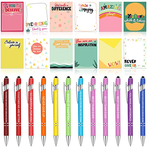 Geyee 24 Pcs Back to School Teacher Gifts Employee Sticky Notes with Funny Pen 3 x 4 Inch Employee Appreciation Gifts for Coworkers Teacher Office Staff Work Appreciation Administrative Professional - style: Employee