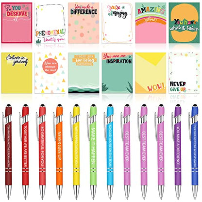 Geyee 24 Pcs Back to School Teacher Gifts Employee Sticky Notes with Funny Pen 3 x 4 Inch Employee Appreciation Gifts for Coworkers Teacher Office Staff Work Appreciation Administrative Professional - style: Employee
