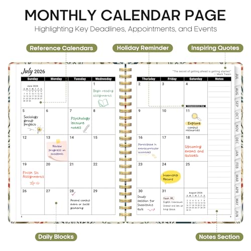 Planner 2026-2027, Academic Year Weekly and Monthly Calender Planner, from Jul 2026 - Jun 2027, Spiral Bound School Planning Book, Perfect for Teacher, Student, Women & Men, A4 (8.5" x 11"), Herbs - color: B-Herbs, size: (8.5"x11")a4