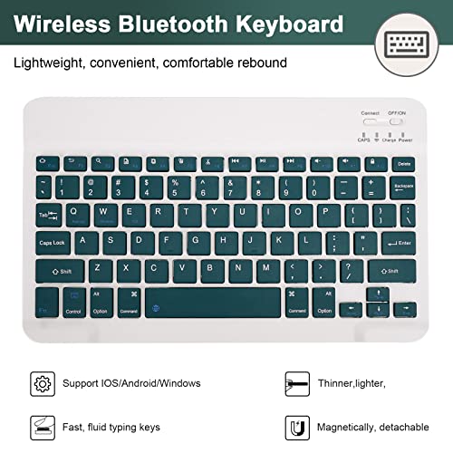 SOPPY Bluetooth Keyboard Case with Mouse for iPad 9th Gen 2021, 8th Gen 2020, 7th Gen 2019 10.2", Air 3 & Pro 10.5", Detachable Wireless Keyboard, Slim Protective Cover, Rechargeable, Dark Green - color: Dark Green, size: 10.2 & 10.5 inch