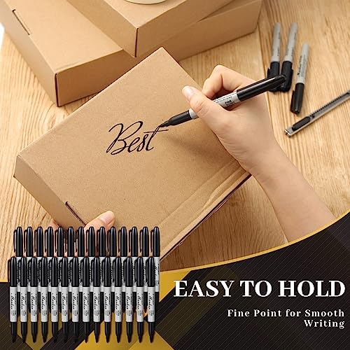 Thenshop 600 Pack Black Permanent Markers Bulk - Fine Point Permanent Marker Quick Drying Waterproof Pens for Doodling Writing Marking Classroom Work on Wood Metal Stone Glass, Office School Supplies