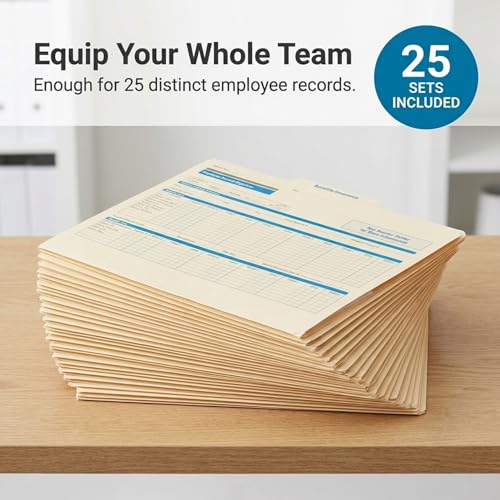 ComplyRight Employee Record Organizer 3-Folder Set, Pack of 25 | 9-1/2" x 12" x 1-1/4", Document Filing Folder for Businesses, HR Employee Management Documentation Office Supplies - style: 3-Folder Set