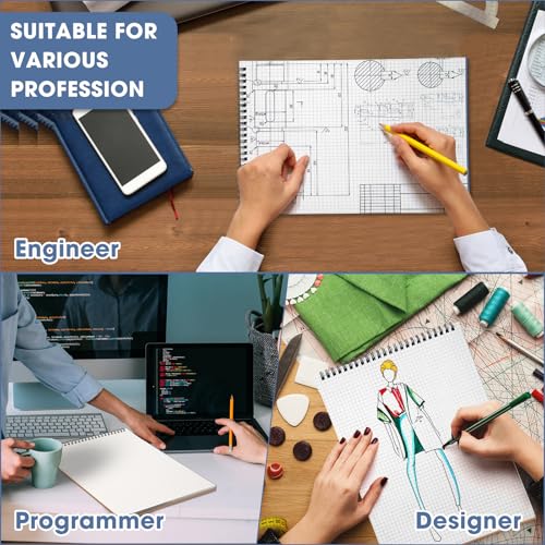 Engrowtic 2 Pack Top Spiral Graph Paper Notebooks 8.7 X11.4 Inch A4 Grid Paper Notepad 70 Sheet Memo Steno Pad for Engineering Writing Sketching Drawing School Office Supplies (Dark Blue) - color: Dark Blue