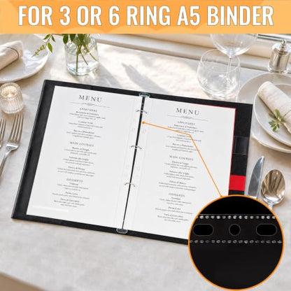 VOKOY 25 Pack 5.5x8.5 Inch Sheet Protectors for 3 or 6 Ring A5 Binder, Half Letter Size 7 Holes Mini Heavy-Duty Sheet Protector Sleeves Crystal Clear Playbill Binder Pockets - size: 5.5x8.5 Inch-1 Pocket, style: 25 Pack