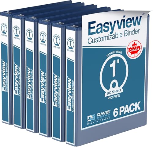Easyview Premium 3-Ring Binders with Clear-View Covers and Round Rings, Binders for School or Office, 1 Inch, Pack of 6, Royal Blue - color: Royal Blue, size: 1 Inch, style: 6 Pack