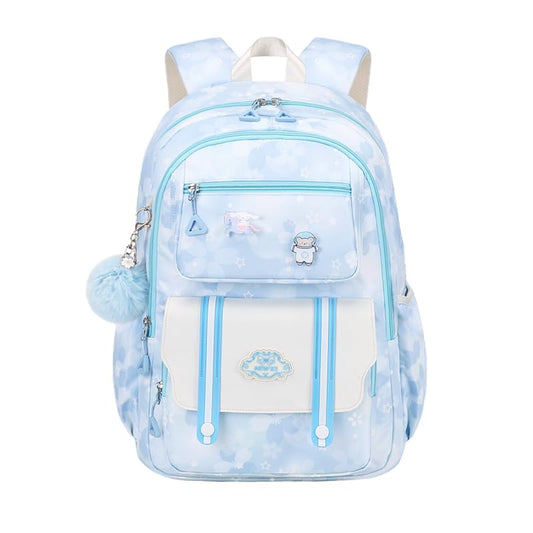 Girl backpack,Kids Backpack for Girl Kawaii Lightweight School Backpack Anti-theft Back Pocket Print Flowers Elementary Bookbag(Blue) - color: Blue