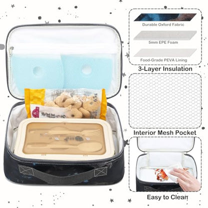 FlowFly Kids Lunch box Insulated Soft Bag Mini Cooler Back to School Thermal Meal Tote Kit for Girls, Boys, MyDinosaur - color: MyDinosaur