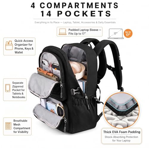 LOVEVOOK Commuter Laptop Backpack with Honeycomb Mesh Back & Ergonomic Padded Straps, 15.6" Water Resistant Travel Bag, Nurse Teacher Office Daily Commute with Accessory Pouch - color: Light Gray - Dark Coffee, size: 15.6 Inch
