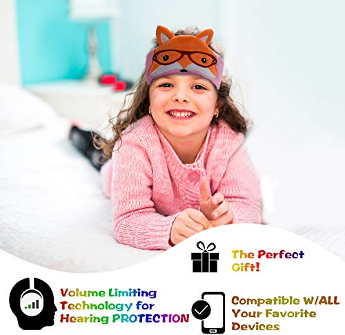 Contixo H1 Kids Headphones, 85dB Volume Limiting with Adjustable Speakers Soft Children Fleece Headband Toddler Headphones - style: Fox