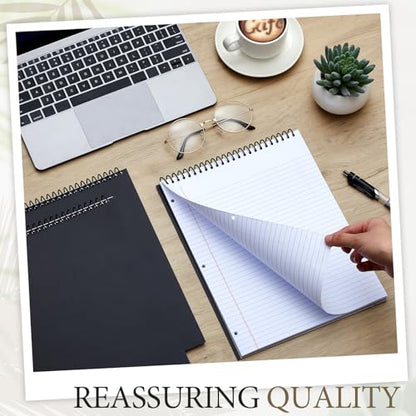 MotiMind 10 Pack 8.5" x 11" Top Spiral Notebook with 3 Hole Punched Legal Pads College Ruled Notepad 50 Sheets Hard Cardboard Paper Wirebound Notepad for Office School Business (White) - color: White