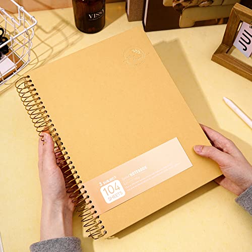 8.5 x 11 Large Spiral Notebook 3 Subject Spiral Notebook Hardcover Spiral Notebook for Note Taking 120 Sheets College Ruled Journal for School Office Supplies Writing Journal,Brown - color: 4.brown