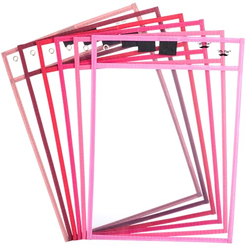 Mr. Pen- Reusable Dry Erase Pocket Sleeves, 10" x 14", 6 Pack, Colorful | Clear Plastic Paper Sleeves, Ticket Holders, Clear Plastic Sheet Protectors, Teacher, School, Classroom Supplies - color: Pink Shades, size: 6 Pack