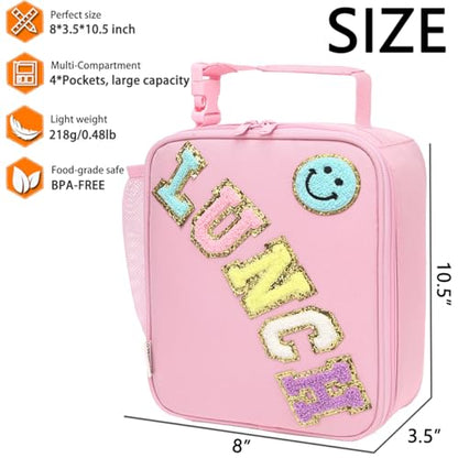 GYEUKHAM Insulated Lunch Bag for Women Girl Teen large Insulated Kid Lunch Bag,Large Reusable Cute Cooler Bag for School Work Picnic,Pink Alphabet - color: Pink Alphabet