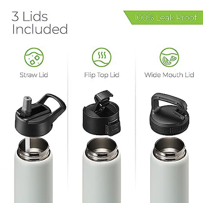 SipX™ 25 oz Insulated Water Bottle with 3 Lids – Leakproof Stainless Steel, Triple Insulated – Cold 24 Hours/Hot 12 Hours – Durable Bottle for School, Gym, Travel – Blue - color: Blue, size: 25 Ounces