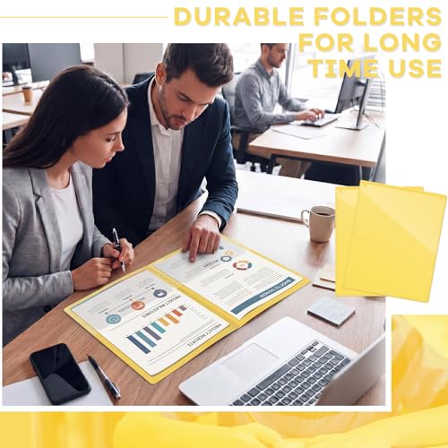 Henoyso 100 Pcs Folders Take Home Heavy Duty 2 Pocket Homework Folder for Students Parent Teacher Communication, 11.8 x 9.45 Inch(Yellow) - color: Yellow