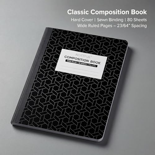 Composition Notebook, 80 Sheets / 160 Pages, 9.34 x 7.12 Inch, Ruled Paper, Durable Composite Cover Notebook for School, College & Office- Pack of 6 - size: Pack of 6