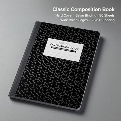 Composition Notebook, 80 Sheets / 160 Pages, 9.34 x 7.12 Inch, Ruled Paper, Durable Composite Cover Notebook for School, College & Office- Pack of 12 - size: Pack of 12