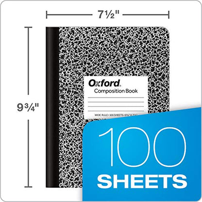 Oxford Composition Notebooks, Wide Ruled Paper, 9-3/4 x 7-1/2 Inches, 100 Sheets, Black, 6 Pack (63764) - color: Black, size: Wide Rule