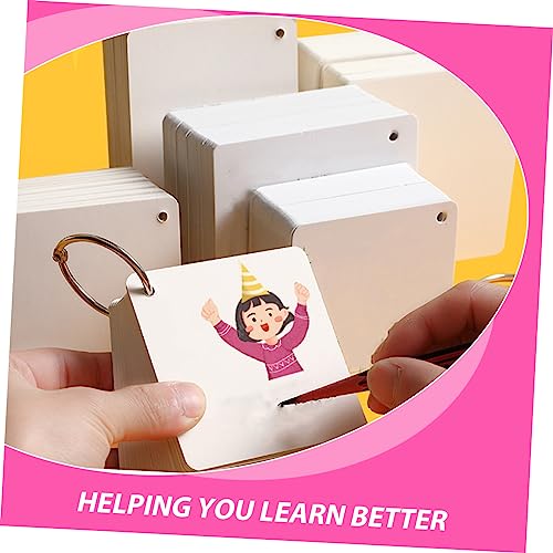 Tofficu 200 Pack Blank Flash Cards with Binder Rings Pre-Hole Punched Index Notecards for Studying DIY Memo Cards for School Learning and Office Use