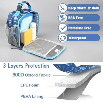CaCTOUR Lunch Box Kids,Premium Insulated Lunch Bag for Girls Boys,Soft Bag Mini Cooler Back to School Thermal Reusable Lunch Bag for Work School Picnic (Shark) - color: C-Shark