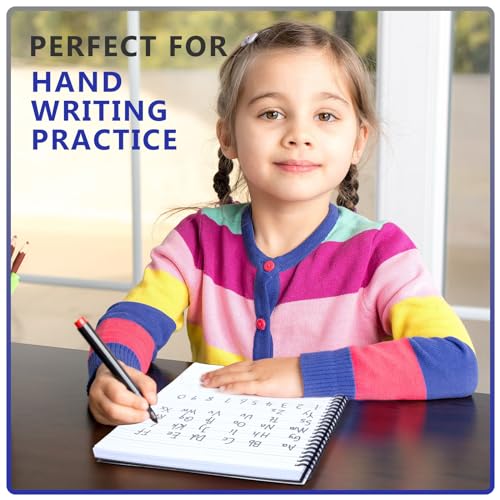 Gilprop 2 Pcs Primary Composition Notebook Spiral K-2 Writing Workbook Wide Ruled Paper Primary Journal 100 Sheets 9.8" x 7.5" Kindergarten Preschool Handwriting Notebook for Kids - color: Black