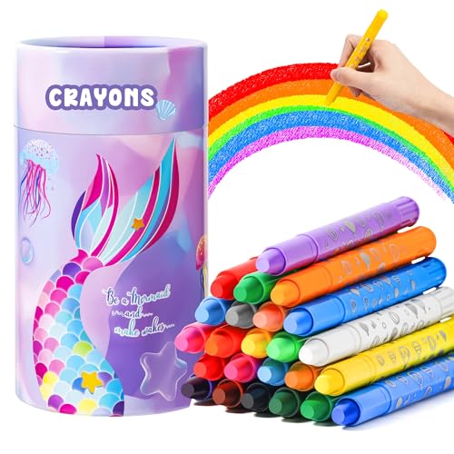 DreamCandy Twist Crayons for Toddlers,24 Colors Non Toxic Washable Crayons for Kids,Art Supplies Drawing Coloring Crayon Set,Gift for Boys and Girls,Back to School,Stocking Stuffers - color: Mermaid, size: 24 Count (Pack of 1)