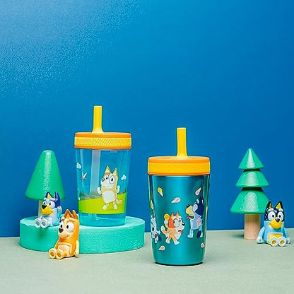 Zak Designs Bluey Kelso Tumbler Set, Leak-Proof Screw-On Lid with Straw, Bundle for Kids Includes Plastic and Stainless Steel Cups with Bonus Sipper, 3pc Set - color: Bluey, size: 3 Piece Set (Pack of 1)