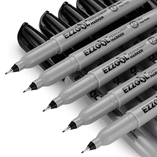 Ezzgol Ultra Fine Permanent Marker, 72 Pack Ultra Fine Point Black Permanent Marker set, Works on Plastic,Wood,Stone,Metal and Glass for Doodling, Marking