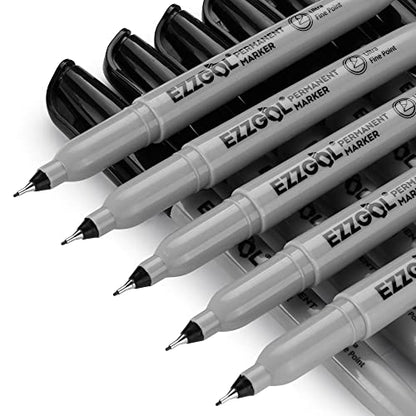 Ezzgol Ultra Fine Permanent Marker, 72 Pack Ultra Fine Point Black Permanent Marker set, Works on Plastic,Wood,Stone,Metal and Glass for Doodling, Marking