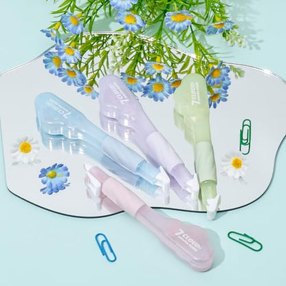 Temiary 4 Pack Correction Tape Pen, 0.27 in x 78.7 Ft White Smooth Pull Out Tape Pens for Writing, Tear Resistant Easy to Use Applicator for Instant Corrections School Office Supplies (Morandi)