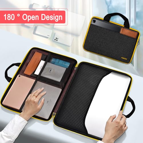 Hseok Laptop Case 13.3-14 inch Sleeve, TSA Computer Handbag Water-Resistant and Shockproof Bag Compatible with MacBook Pro/Neo 14", Mac Air/Pro 13.3" and 13"-14" Notebooks Chromebooks,Black-Yellow - color: Black-yellow