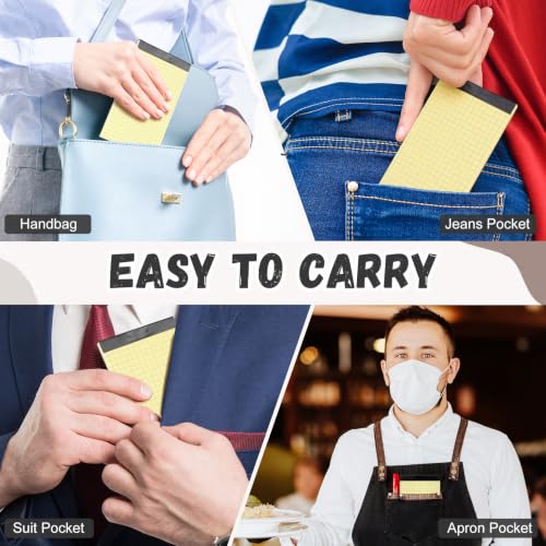 Tenceur 16 Pcs 3'' x 5'' Graph Paper Pads Quad Ruled Grid Mini Notepads, Perforated Tops, 50 Sheets Per Memo Pad, 80Gsm Paper Pads Small Pocket Graph Notebook for Students, Office, Math, Notes - color: Yellow (Black Top), style: Graph