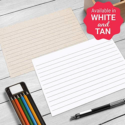 321Done Ruled Note Cards, 4x6 Thick Index Cards - Kraft Tan Card Stock, Notecards & Stationery with Lines for Writing, Stamping - Made in USA, Set of 50 - No Envelopes - size: Standard (4 x 6)