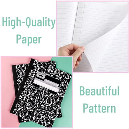 Mr. Pen- Composition Notebook, 2 Pack, Wide Ruled, 50 Sheets, 9.75" x 7.5" | Black Marble, Composition Book, Notebooks for School, Wide Ruled Composition Notebook, Journal Notebooks, Writing Notebooks - size: 2 Pack