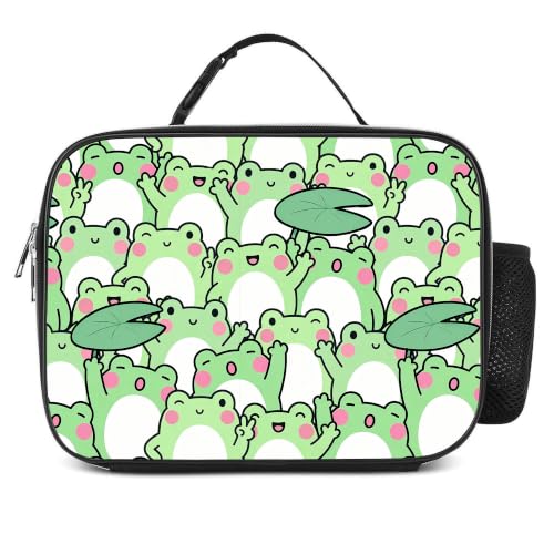 Frog Lunch Box Insulated Reusable Lunch Bag Tote Cooler for Women Men Boy Girl School Work Office Picnic - color: Frog