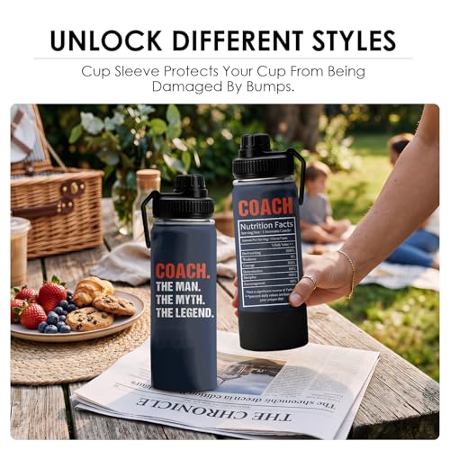 Coach Gifts 18 Oz Water Bottle, The Man The Myth The Legend Coach Gifts, Christmas Birthday Cheer Coachs Gift, SoccerSoftball Basketball Swim Coachs AppreciationGifts for Him - color: Coach
