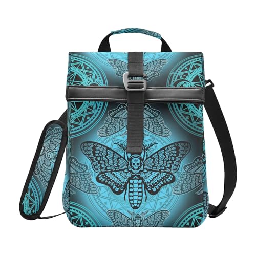 MNSRUU Insulated Lunch Bags Women Men, Blue Skull Moth Butterfly Portable Reusable Thermal Meal Tote Cooler Bag Organizer, Adjustable Shoulder Strap, Handle - color: Skulls 348