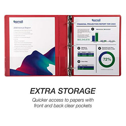 Samsill Durable 1 inch 3 Ring Binder, D Ring Binder, 100% Recycled Chipboard, Red - color: Red, size: 1 Pack, style: 1 Inch