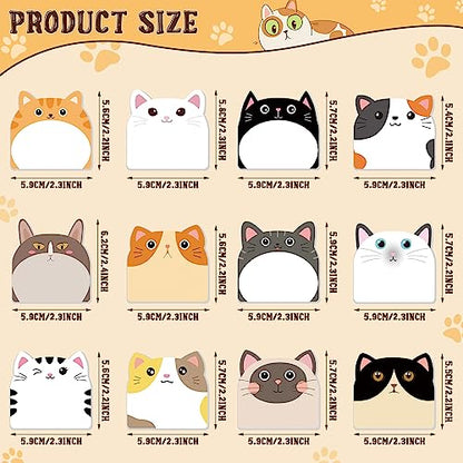Yinder 24 Pads Cute Cat Sticky Notes Kawaii Animal Sticky Notes Pads Bulk Fun Cartoon Memo Pad Self Adhesive Tab Back to School Gift for Teacher Student Classroom Veterinary Cat Office Supplies - style: Cats