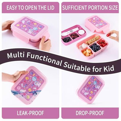 Bento Box for Kids Girls Boys,Adult, 8-Compartment Leak-Proof Toddler Lunch Box for School, Drop-Proof Kids Lunch Containers with Insulated Bag, Microwave & Dishwasher Safe, BPA-Free, (pink) - color: red