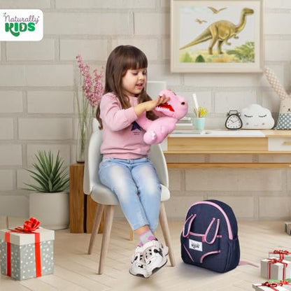 Naturally KIDS Pink Dinosaur Toys for Girls, Dinosaur Gifts for Girls 2-5 Year Old, Toddler Backpack - color: 02 Dinosaur Pink, style: Small