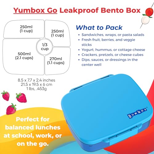 Yumbox Go Leakproof Bento Lunch Box, 5 Compartments, Sydney Pink | Deep Portioned Tray | Removable Silicone Gasket | Lightweight Design | Fits Most Lunch Bags | Food-Safe & BPA-Free - color: Sydney Pink