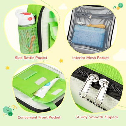 REDSHELL Lunch Box Kids, Large Insulated Lunch Bag for Boy Girl, Dark Green | Tactical Style, Cooler Lunchbag, Square Toddler Lunchbox, School & Daycare, Lunch Tote, Water Bottle Holder, Adjustable Strap - color: Dark Green