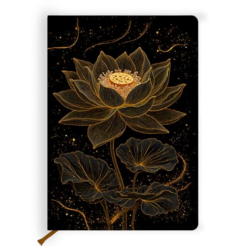 Lovdazzles Pretty Leather Lined Journal Lotus Notebook 200 Pages A5 Ruled, Meditation Yoga Spiritual Inspirational Planner Notebook Journal Gifts for Women Birthday Christmas (5.8 x 8.3) - color: Multi 1711