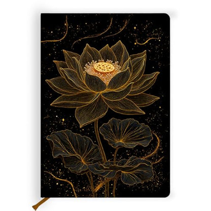 Lovdazzles Pretty Leather Lined Journal Lotus Notebook 200 Pages A5 Ruled, Meditation Yoga Spiritual Inspirational Planner Notebook Journal Gifts for Women Birthday Christmas (5.8 x 8.3) - color: Multi 1711