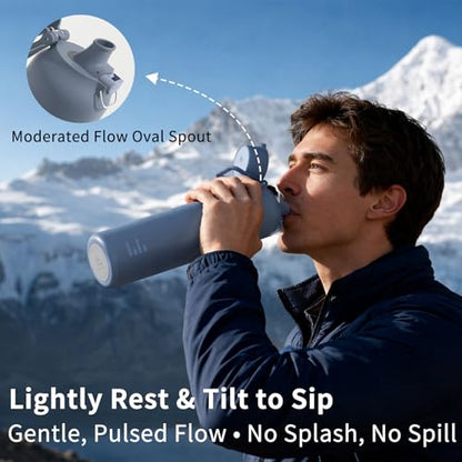 24oz Insulated Water Bottle, 316L Stainless Steel Double Wall Vacuum Bottle, Keeps Drinks Cold or Warm, Leakproof One-Handed Flip Lid for Gym, Office, Travel & Daily Use (1 Pack) - color: Khaki