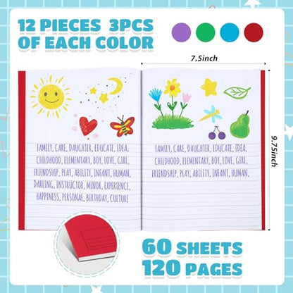 Henoyso 12 Pcs Primary Composition Notebooks k-2 for Kids, 120 Pages Draw and Write Journal Bulk for Kindergarten Classroom Preschool Teachers, Back to School Supplies (Red,Green,Blue,Purple) - color: Red, Green, Blue, Purple
