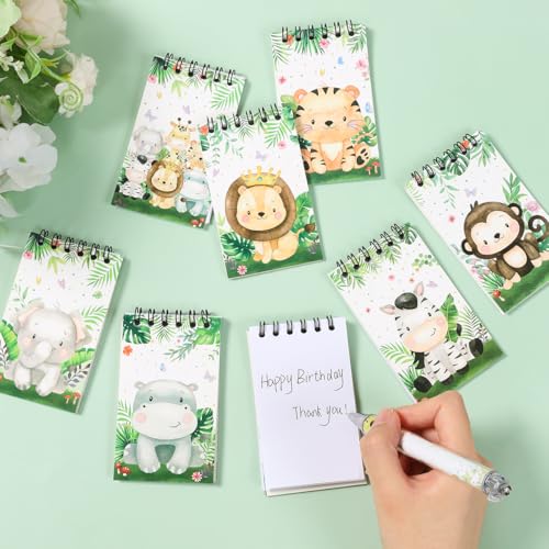 8 Pcs Jungle Animal Mini Spiral Notebooks 3.9 x2.4 Inch, Cute Safari Animal Design Coil Notepads Spiral Pocket Notebooks, Small Portable Journal Memo Pads for Birthday Party Favors Stationery Gifts - color: Jungle Animal