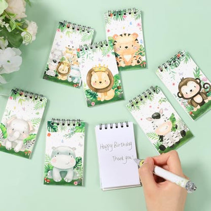 8 Pcs Jungle Animal Mini Spiral Notebooks 3.9 x2.4 Inch, Cute Safari Animal Design Coil Notepads Spiral Pocket Notebooks, Small Portable Journal Memo Pads for Birthday Party Favors Stationery Gifts - color: Jungle Animal